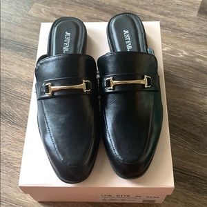 Flat Black Mule Slides